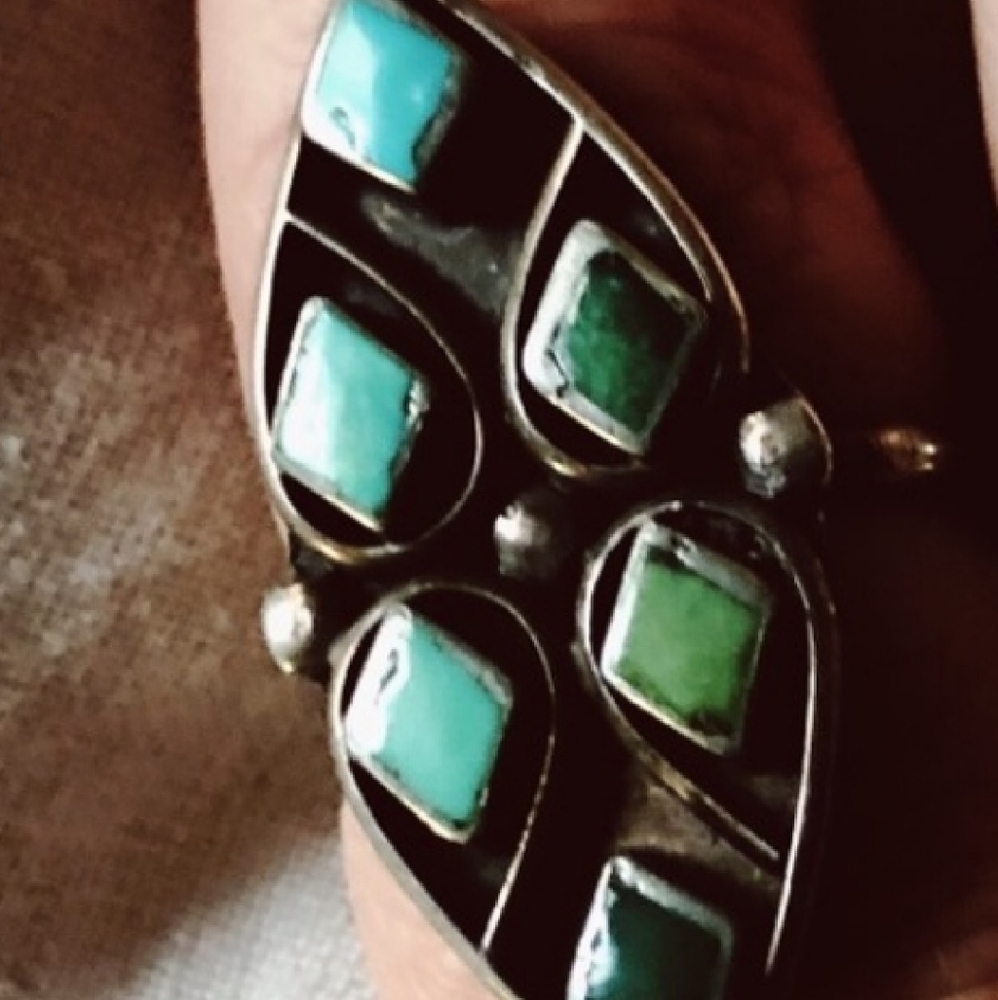 Genuine Turquoise and Silver Ring size 8